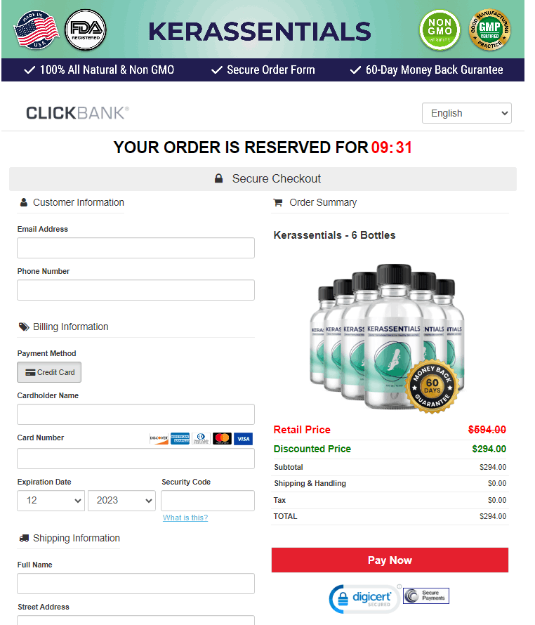 Kerassentials Order Form